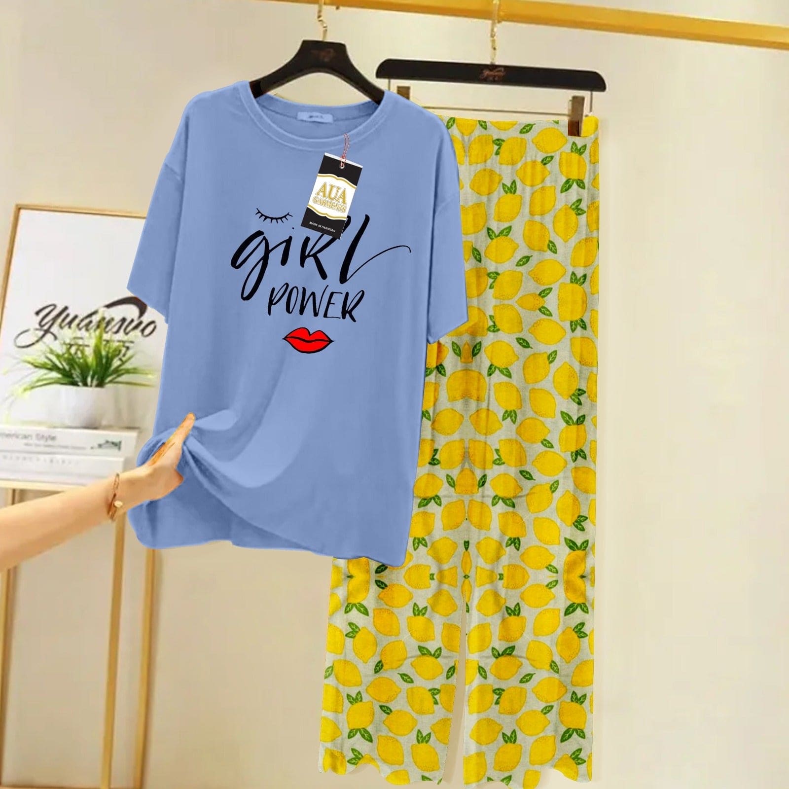 Girl Power Summer Nightsuit, Comfortable Women Nightwear, Comfy Casual Round Neck Suit, Paneled Baggy Sleepwear Girl Power Summer Nightsuit, Comfortable Women Nightwear, Comfy Casual Round Neck Suit, Paneled Baggy Sleepwear